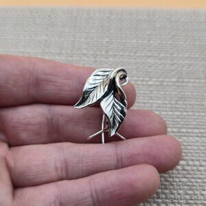 Sterling Silver Double Leaf Nature Pin Brooch A5103
